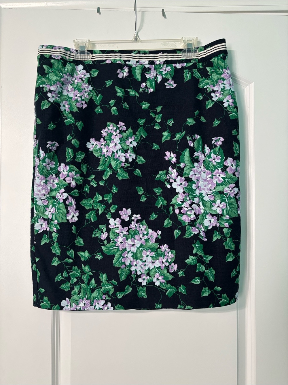 Talbots Navy Oprah Collection Pencil Skirt Lilac Floral Print